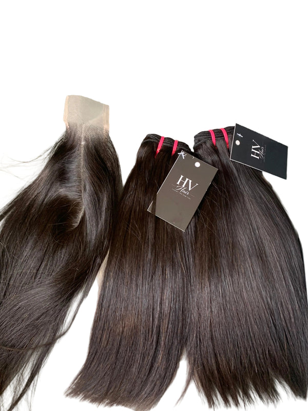 100% Virgin Human Hair Straight Bundle & HD lace closure Deal (2 or 3 Bundles) | HERVANITY